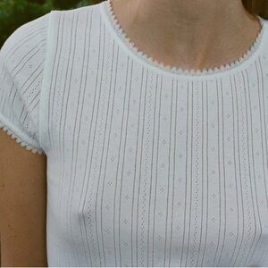 Dôen Vivi Pointelle Top with Rainbow Trim